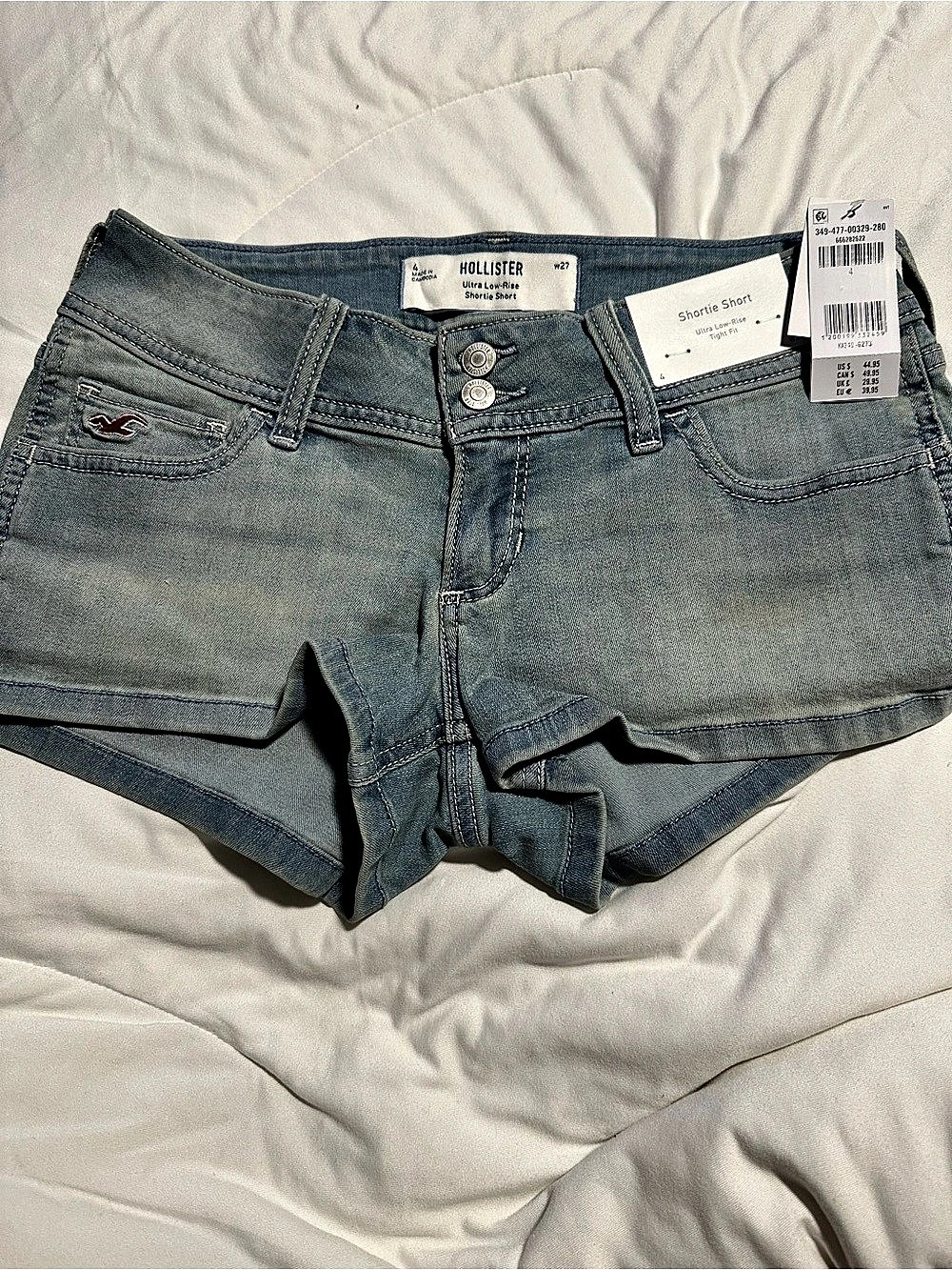 Hollister Shortie Short Ultra Low-Rise Denim Shorts Blue Size 4